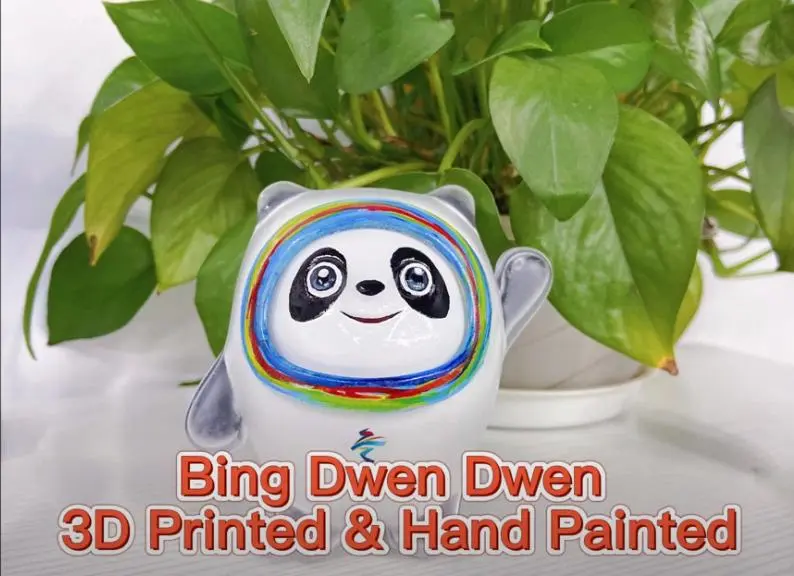 Bing Dwen Dwen cetakan 3D dan dilukis tangan-Maskot Olimpiade Beijing 2022 resmi